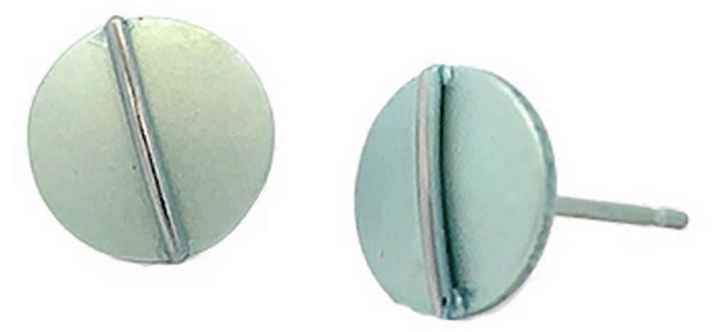 Ti2 Titanium Jungle Round Stud Earrings - Light Green