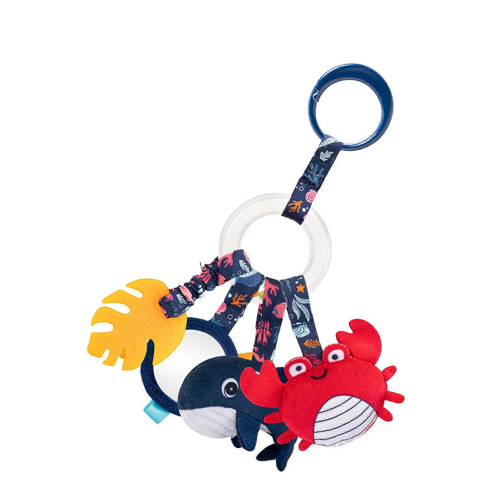 Baby Teether Rattle Toy for Crib Stuffed Toy Whale Charm for Infants Baby Sensory Development for Visual And Hearing Multicolor