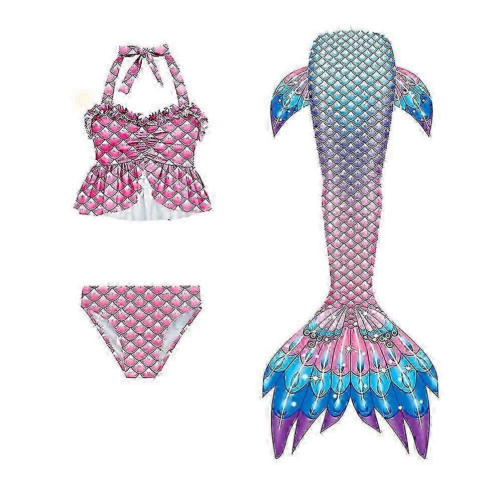 3 قطع / مجموعة بنات حورية البحر الذيل ملابس السباحة الأطفال حورية البحر أرييل زي تأثيري الخيال بيتش بيكيني مجموعة