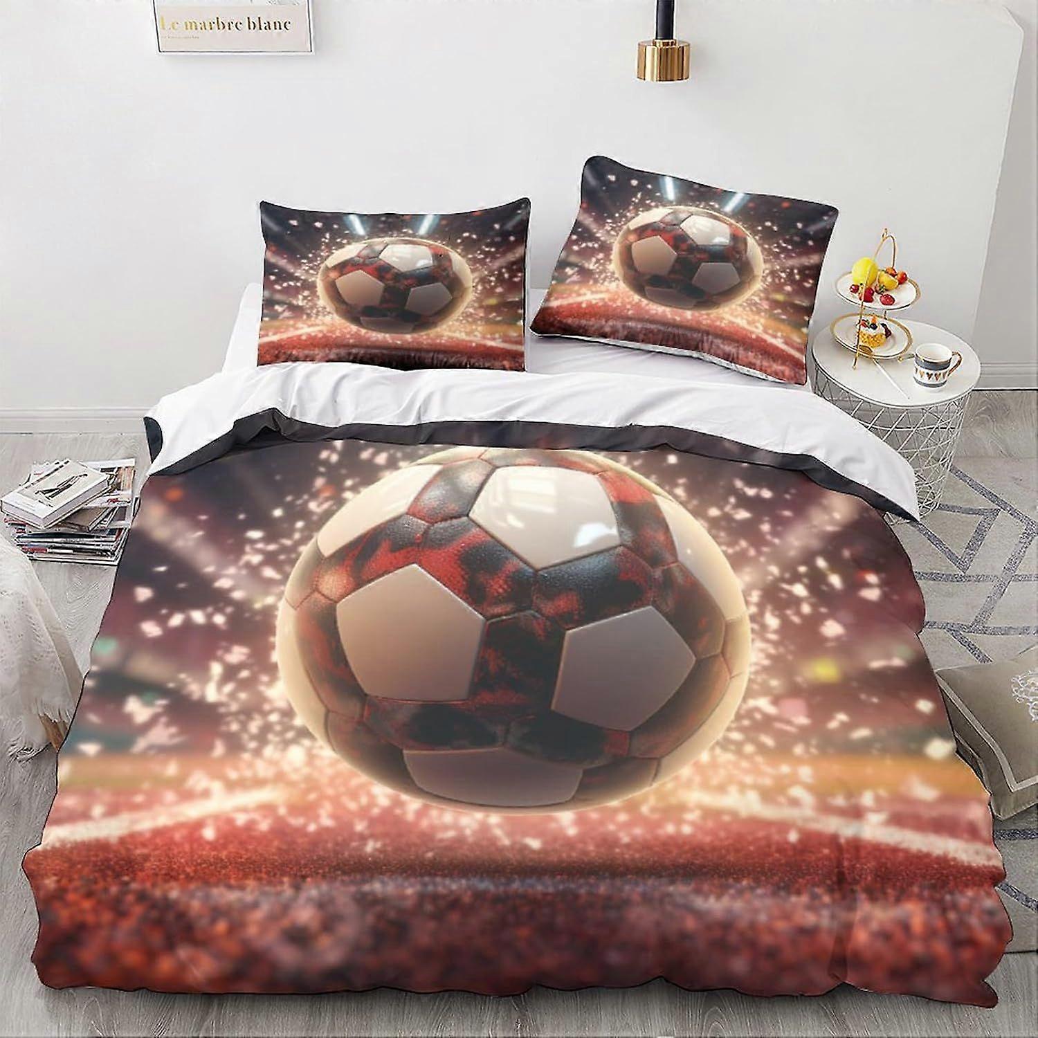 LikeEj Futebol bola Edredom Capa Futebol Roupa de cama Set Edredom Capa Esporte Padrão Colcha Decoração Quarto Duplo