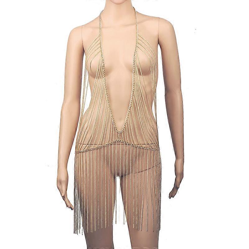 Full Body Chain Jewelry Carnival Festival Costume Tassels Design Gold Chain Skirts for Women
