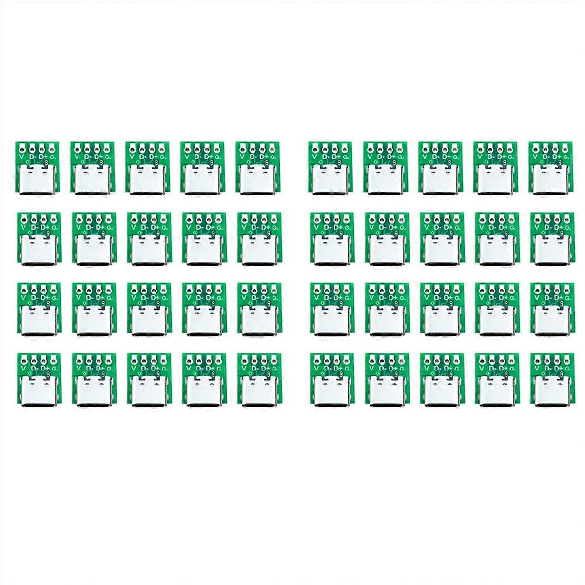 20 Pcs Female Connector USB Type C Breakout Board with PCB Converter Board for Data Line Wire Cable 