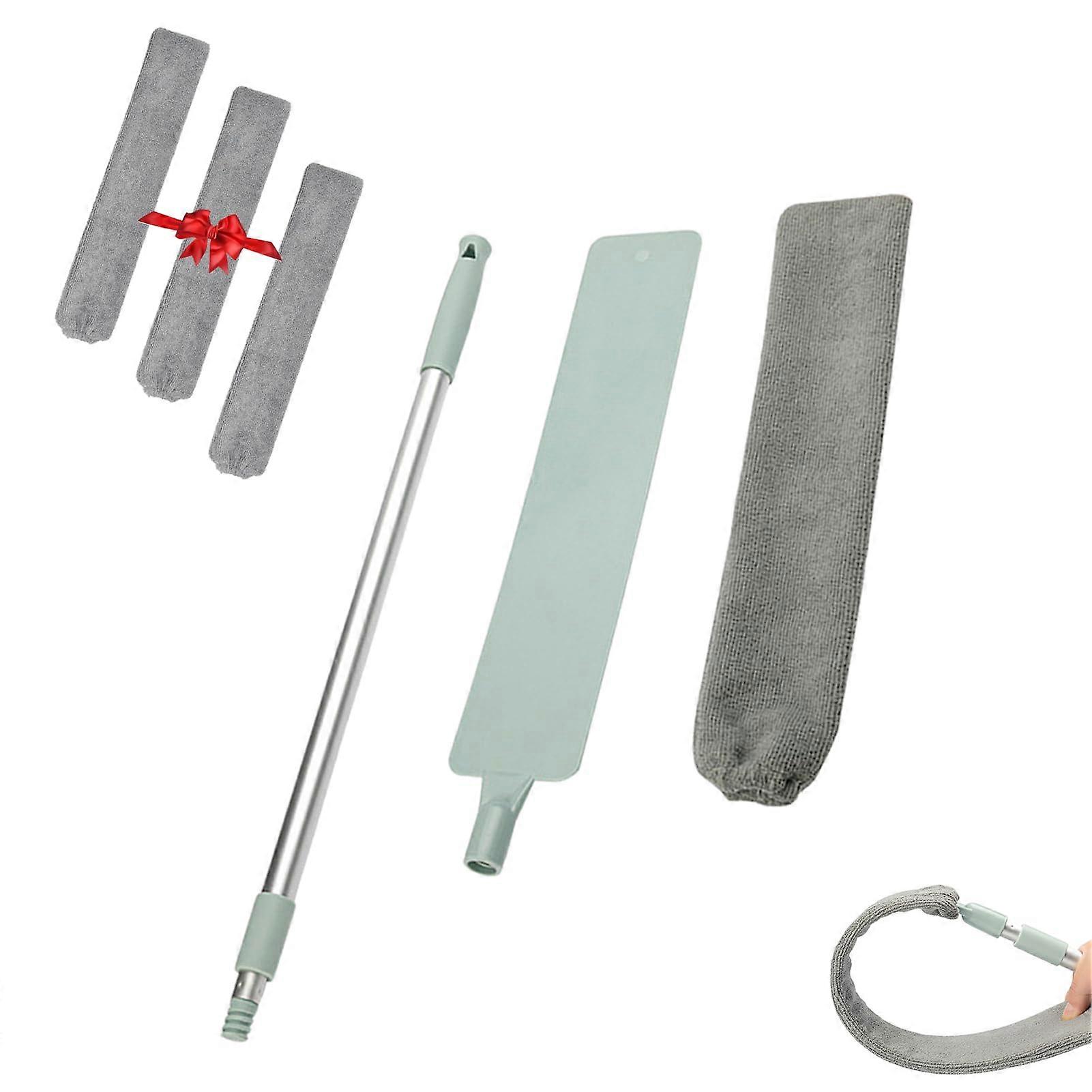 Flat Duster with Retractable Handle, Washable Gap Cleaning Wand for Ceiling, Blinds, Home (1 Set)