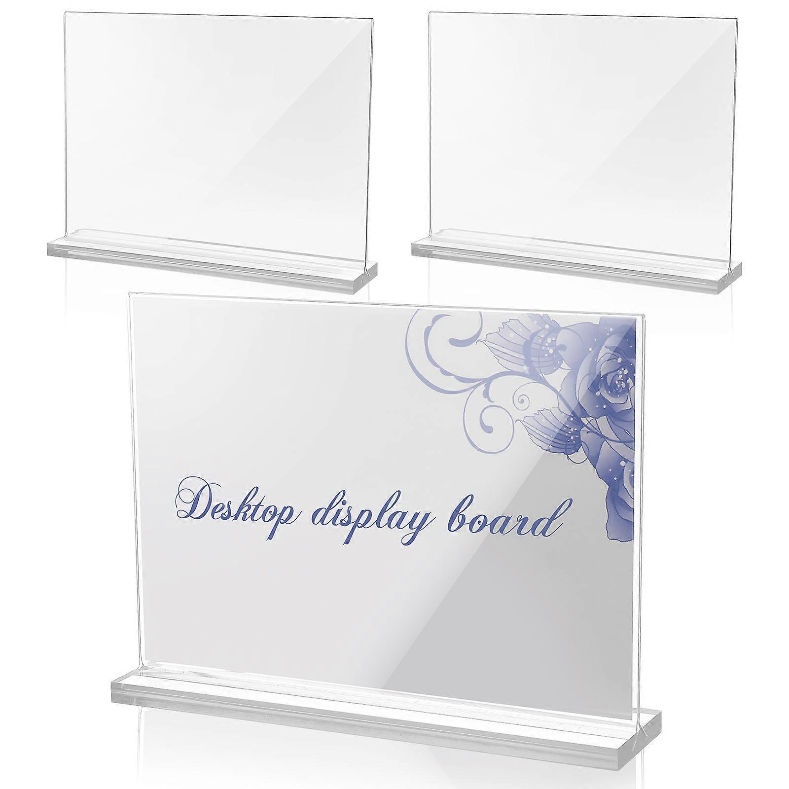 Menu Holder Stand Acrylic Rectangular for Restaurants Transparent Displaying Menus 3Pcs