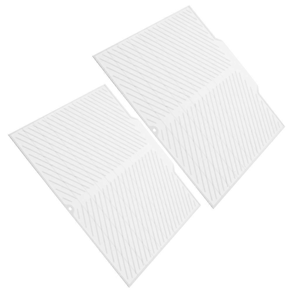 2Pcs Silicone Dish Drying Mat for Kitchen Counter Heat Resistant White