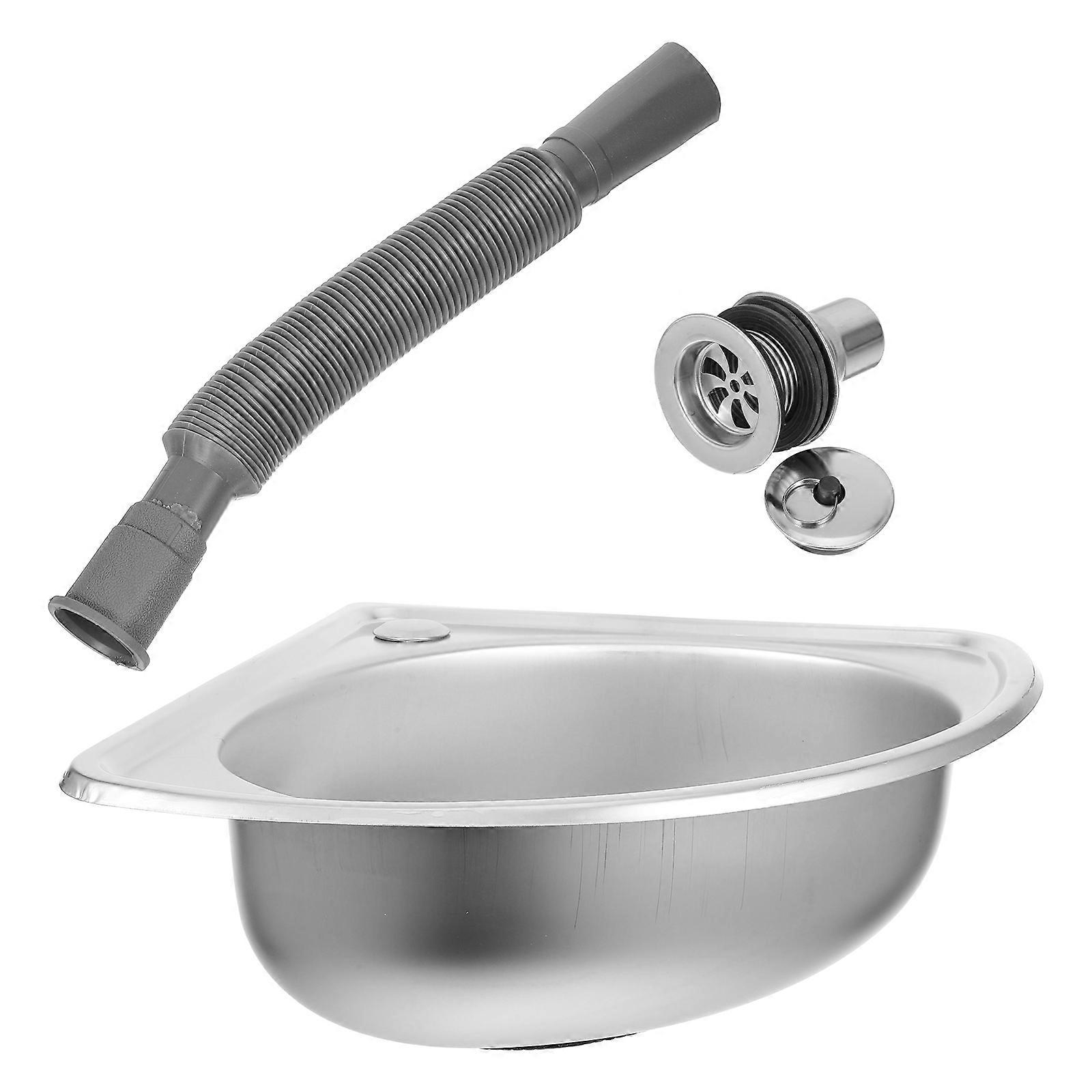 Stainless Steel Dish Sink Triangular Basin for Kitchen Use 1Set