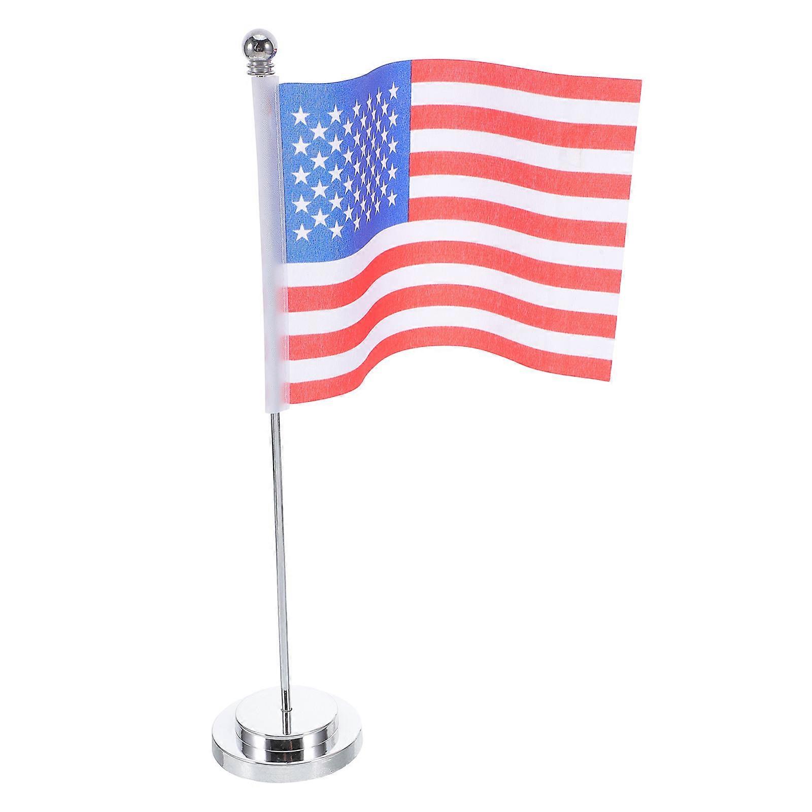 Mini American Desk Flag with Iron Stand Multi Color Decorative Table Flag for Office and Home Use 6x4 Inch