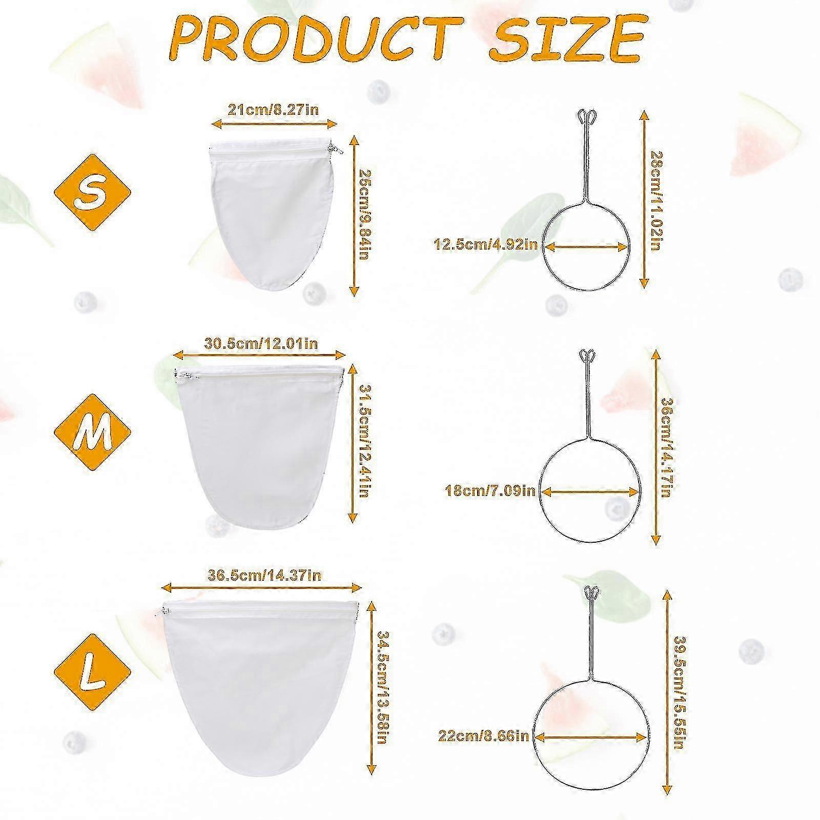 Reusable Ultra Fine Mesh Food Filter Bag with Stainless Steel Frame & Handle for Nut Milk, Coffee & Milk
