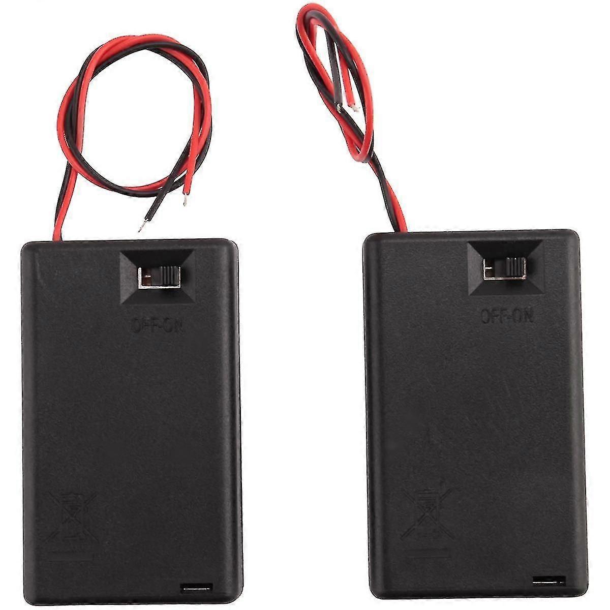 2 Pcs 3 x AAA 4.5V Battery Holder Case Box Wired ON/OFF Switch w Cover