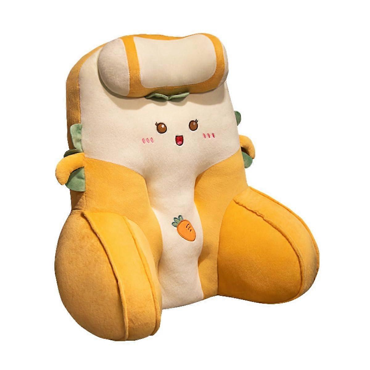 XL Reading Pillow with Arms and Ergonomic Back Support for Bed Sofa Gaming – Carrot Color