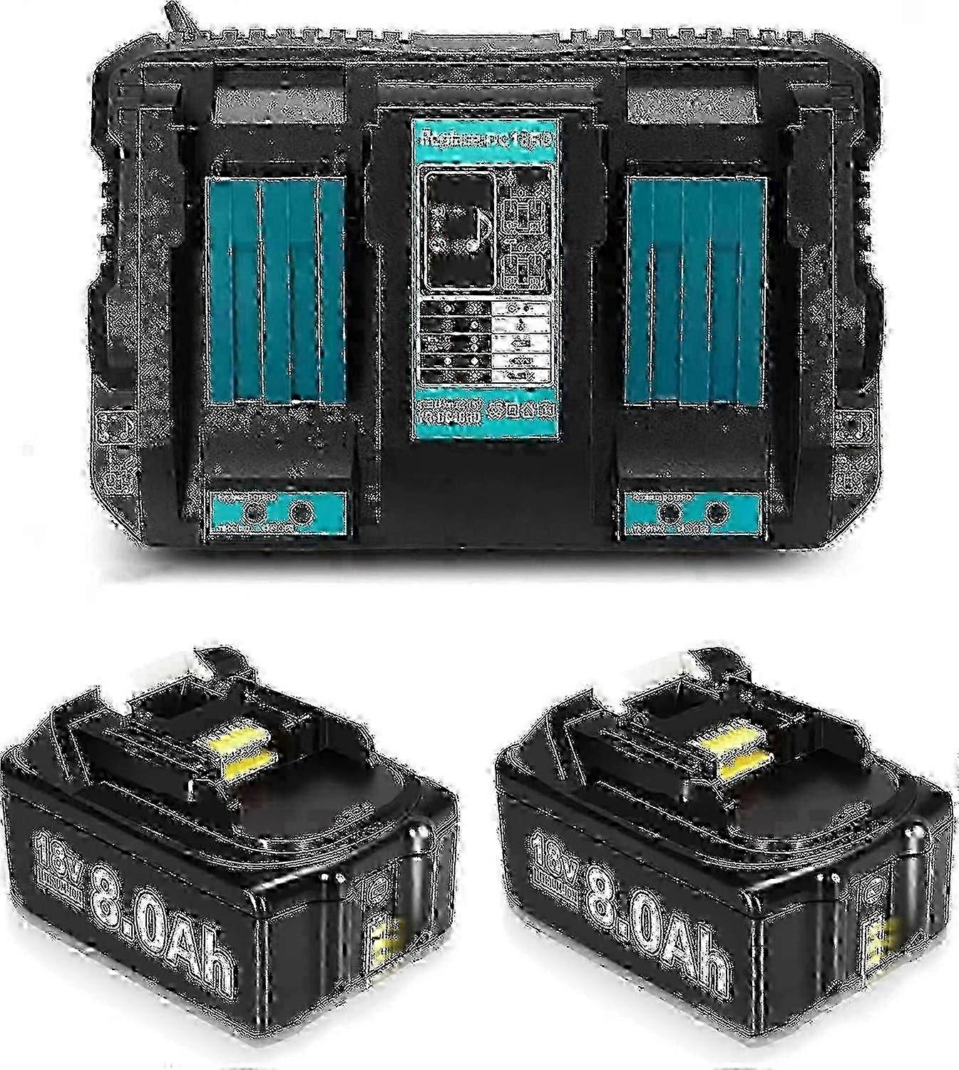 2 Pack 8.0Ah 18V Lithium-Ion Battery Replacement for Makita BL1860 Cordless Power Tools With Fast Charging BL1860B