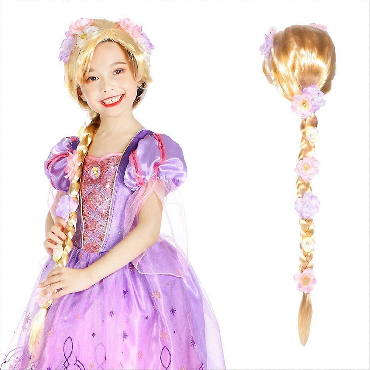 Enchanted Big Braid Wig Princess Wig with Flowers