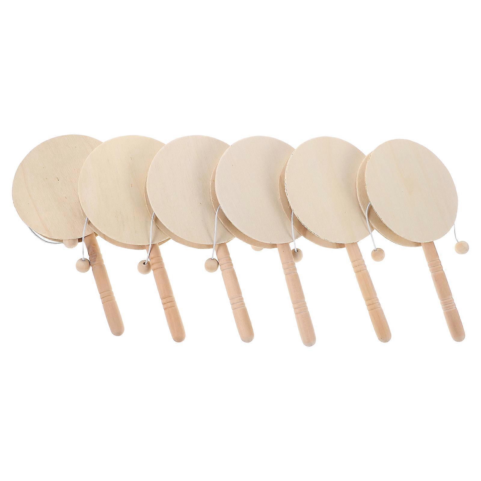 Creative Wood DIY Rattle Drum for Kids Playing 6Pcs Craft Bundle