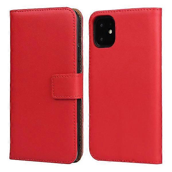 Leather case compatible with iPhone 12, 13, XS, XR, 11 Pro - Sheepskin Pattern Flip Wallet Case with Card Holder, Red