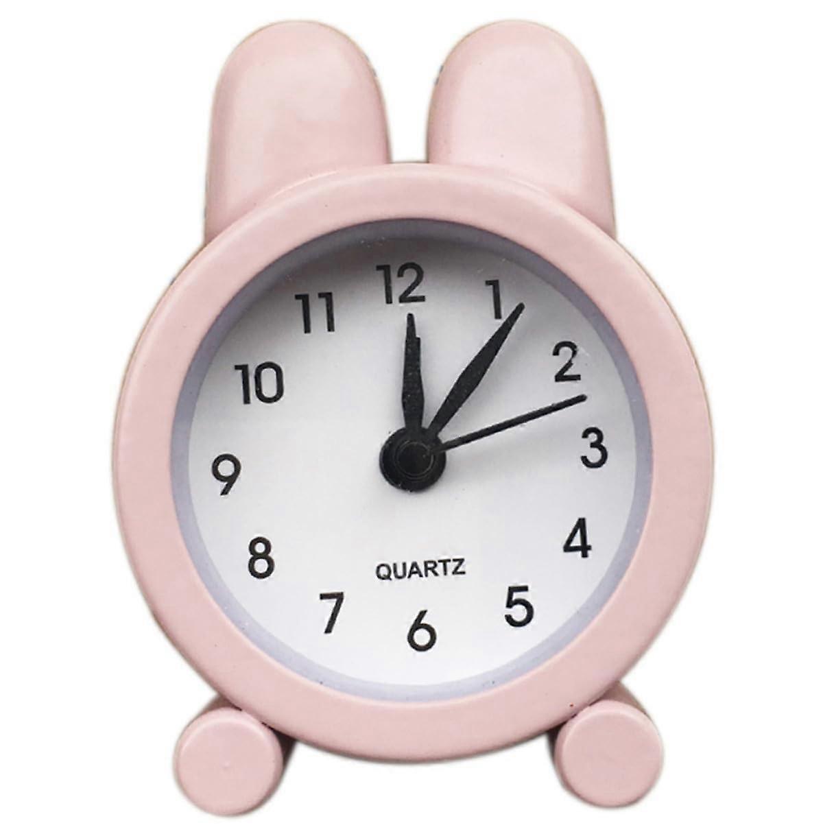 Bunny Alarm Clock with Silent Movement and Cute Pink Rabbit Design for Kids Bedroom or Desk