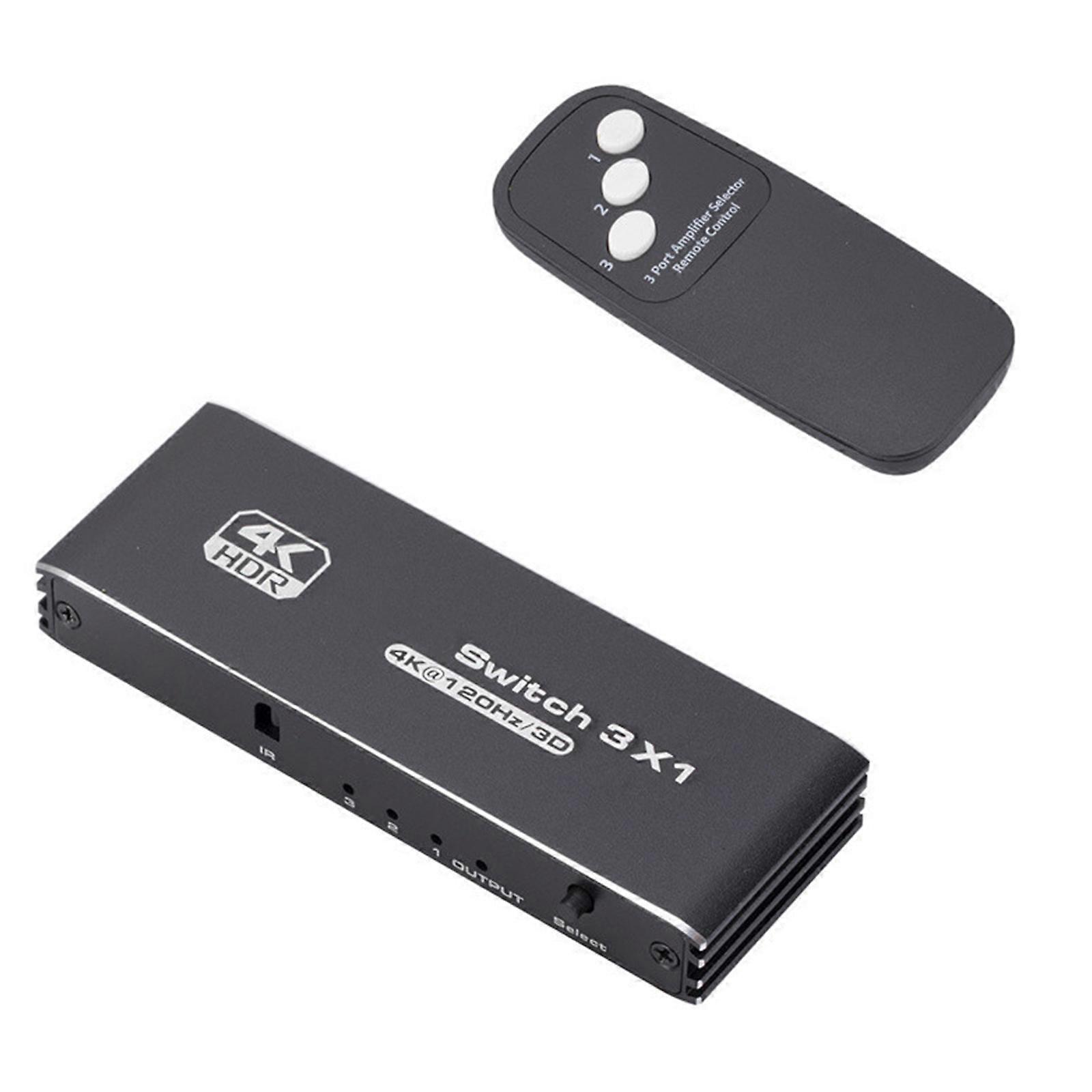 High Definition Switches 3 in 1 Out 4K@60Hz 4K@120Hz with RemoteControl 3Port SelectorSwitcher Support HDCP 2.2 Multicolor