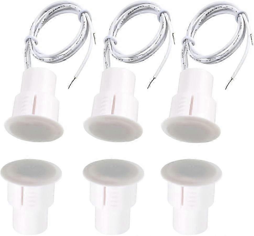 6pcs Recessed Tinplate Door Window Contact Sensor Wired Security Magnetic Reed Switch,magnet Close-connect Circuit,magnet Far-disconnect Circuit