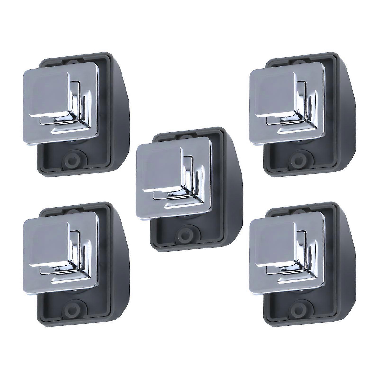 5Pcs Keyless Camper Cabinet Locks with Marine Push Button Latches, Chrome Flush Mount for RV Boat