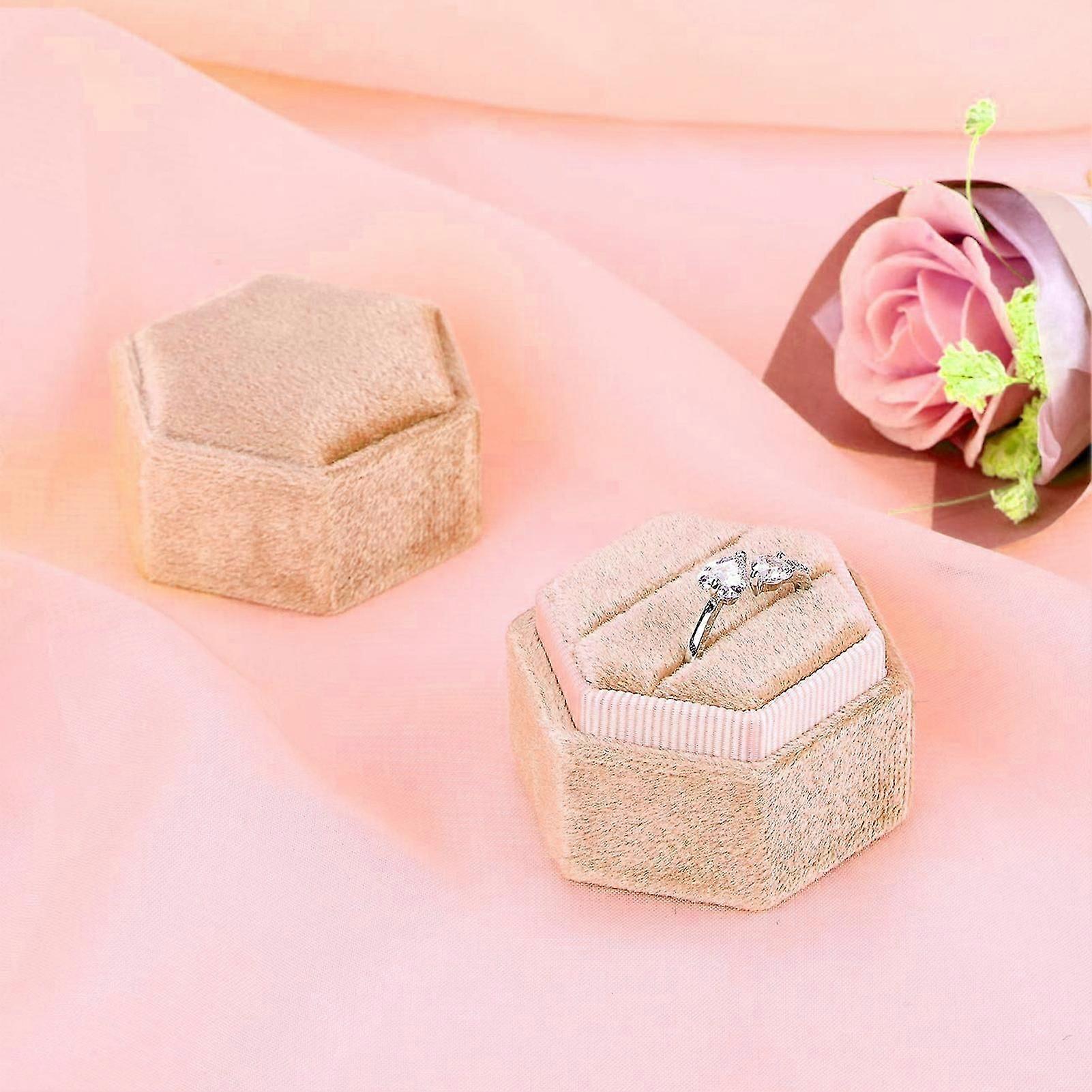 Hexagonal Mini Ring Box Flannel Safekeeping Engagement Ring Case For Decorating