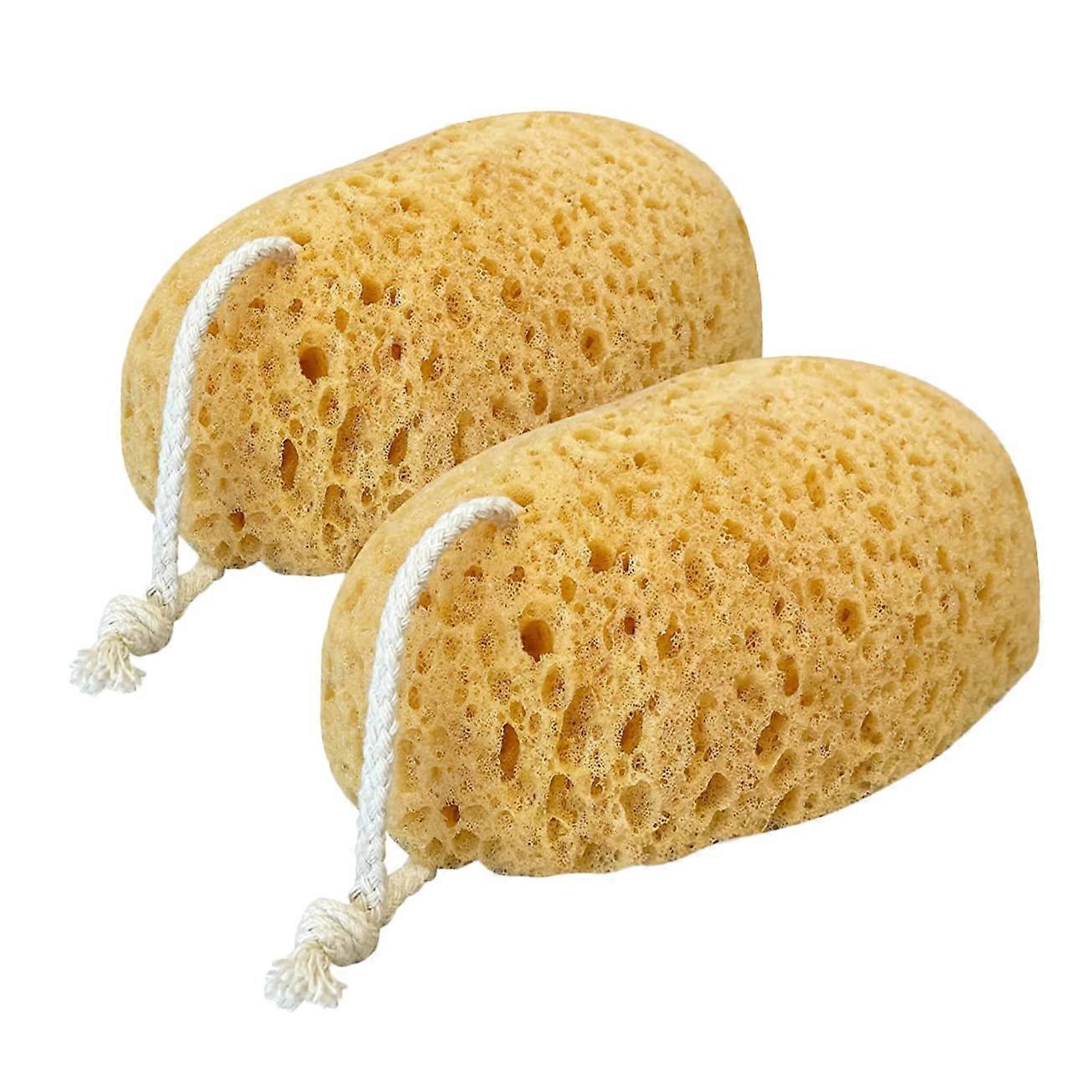 Bath Sponge Set 2 Pack for Gentle Skin Exfoliation, Soft Shower Loofah with Hanging Loop