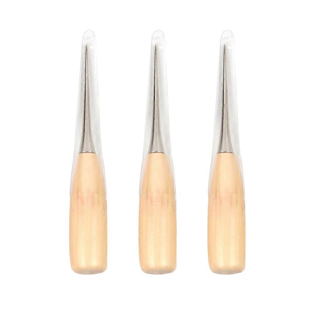 Sewing Awl Round Hole Tool for Sewing Use 3Pcs with Solid Wooden Handle