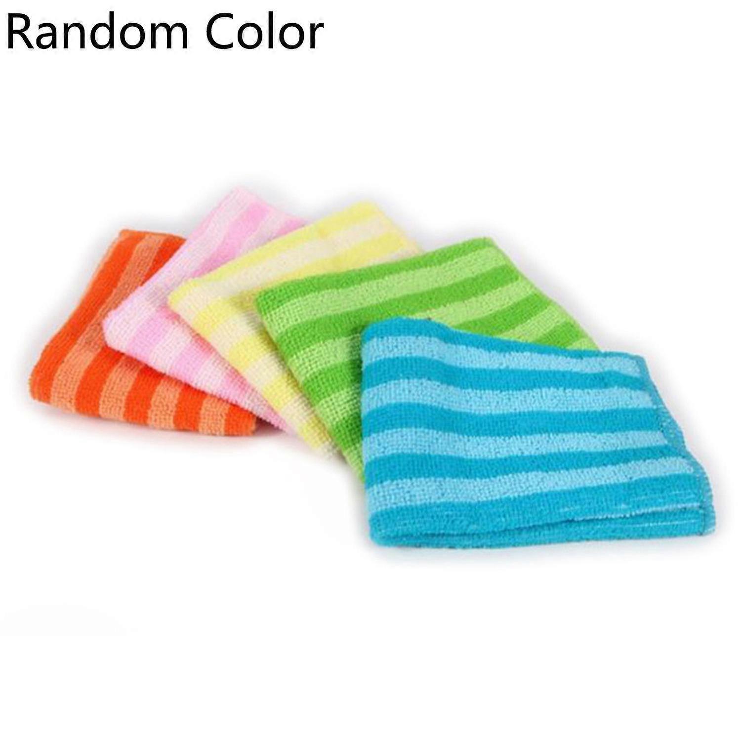 5Pcs Wash Cleaning Microfiber Towel Water Kitchen Dining Striped Duster Cloth