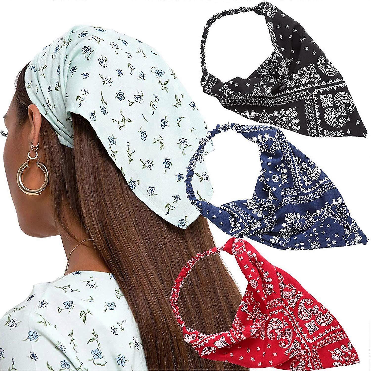 Elastisches Haarband mit Blumenmuster - 3er-Pack Kopftücher