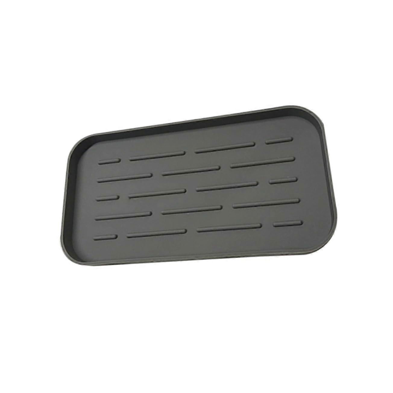 Silicone Dish Drying Mat with Deep Grooves for Fast Drainage Kitchen Sink Organizer Grey