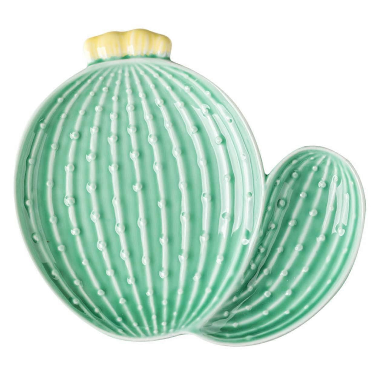 Ceramic Dinnerware Set with Elegant Cactus Pattern Soup Salad Pasta Plate for Home and Restaurant