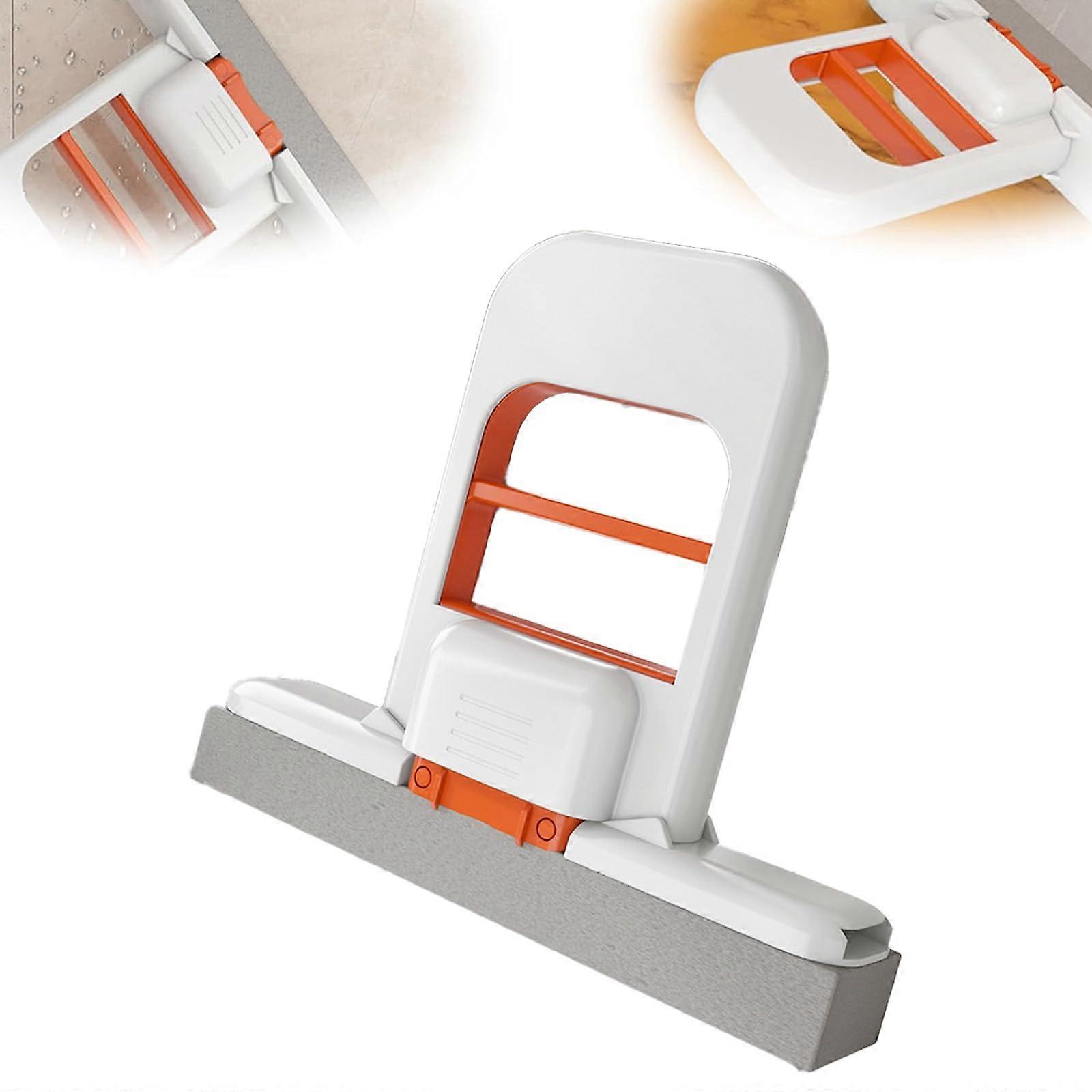 Mini Foldable Sponge Mop with SelfSqueeze for Kitchen Bathroom Small Spaces Wet Dry Use Orange