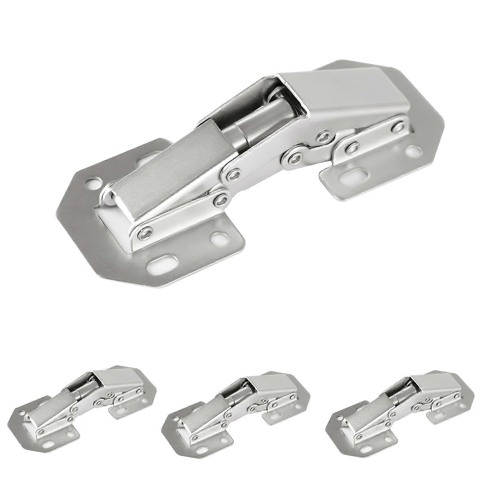 4Pack 4.2 Inch Nickel Plated Cabinet Concealed Hinges, SelfClosing Frameless Door Hinges