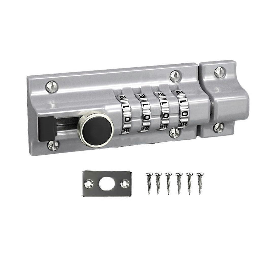 Combination Door Lock AntiTheft Weatherproof Zinc Alloy Sliding Password Lock with 10,000 Codes (Silver)