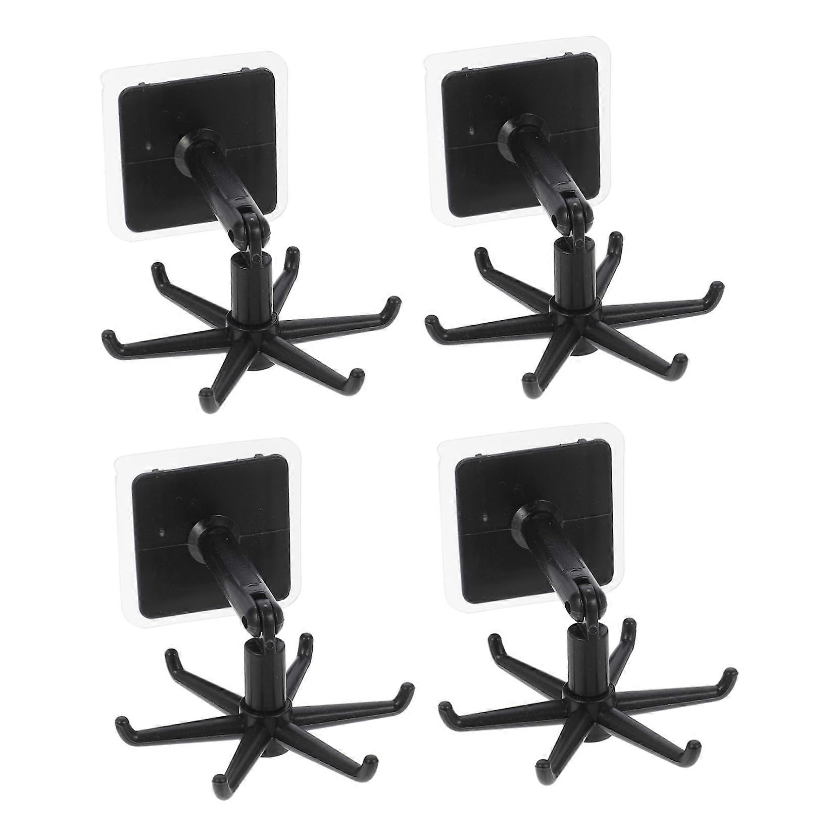 Kitchen Utensil Rack with 360° Rotating Wall Mounted Hooks, SpaceSaving Black MultiPurpose Holder