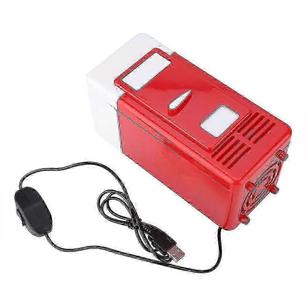 PC USB Mini Refrigerator Fridge Beverage Drink Can Cooler Warmer Red