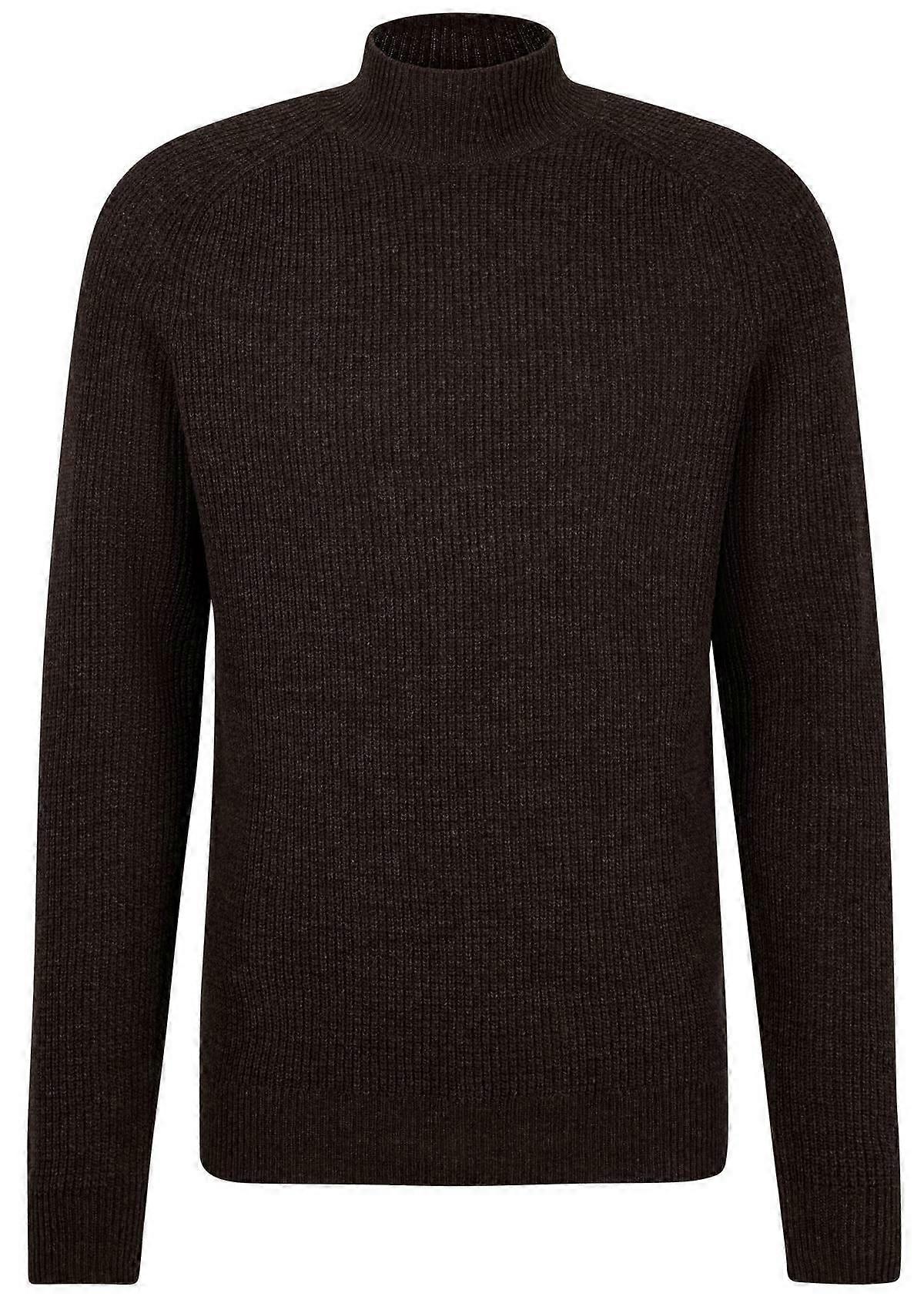 Falke Ribbed Lambswool Mock Neck Sweater - Buckeye Brown Mel