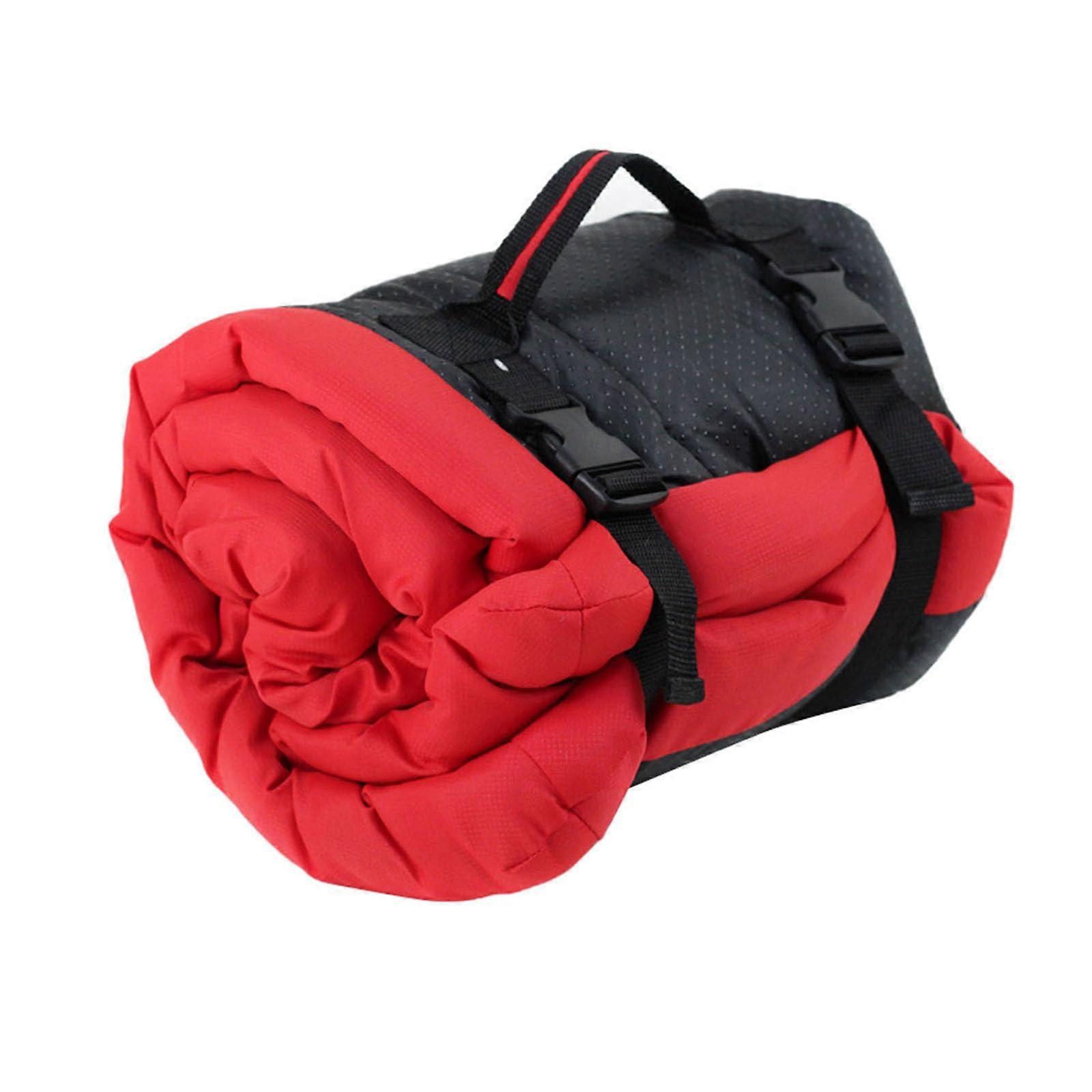 Large Soft Cushioned Dog Bed for Home or Camping, Foldable Rectangular Pet Lounger, Red L Size