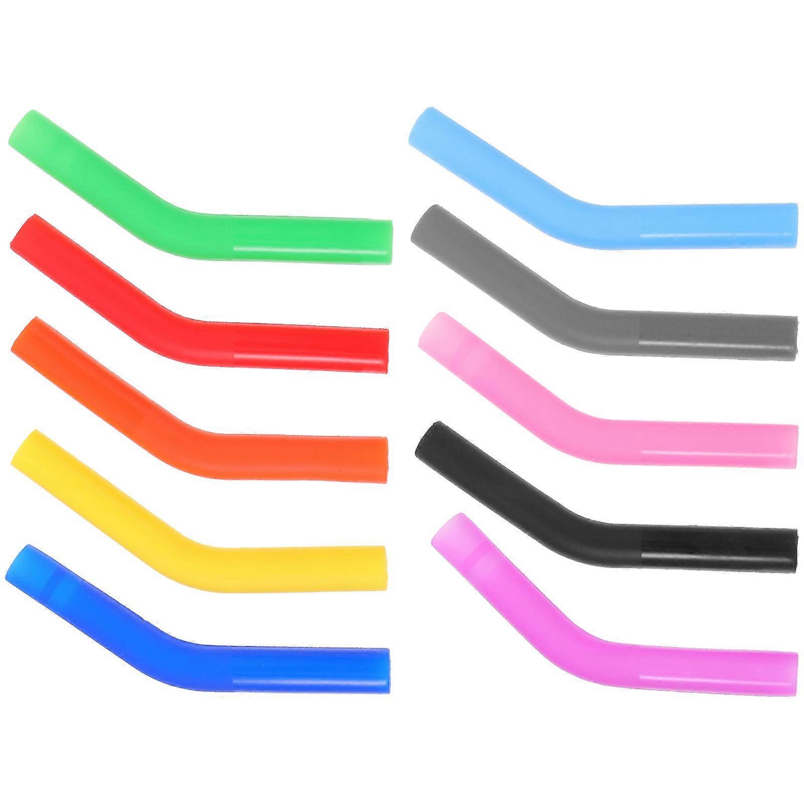 Reusable Silicone Straw Covers for Drinking Straws Stainless Steel Tips 10Pcs