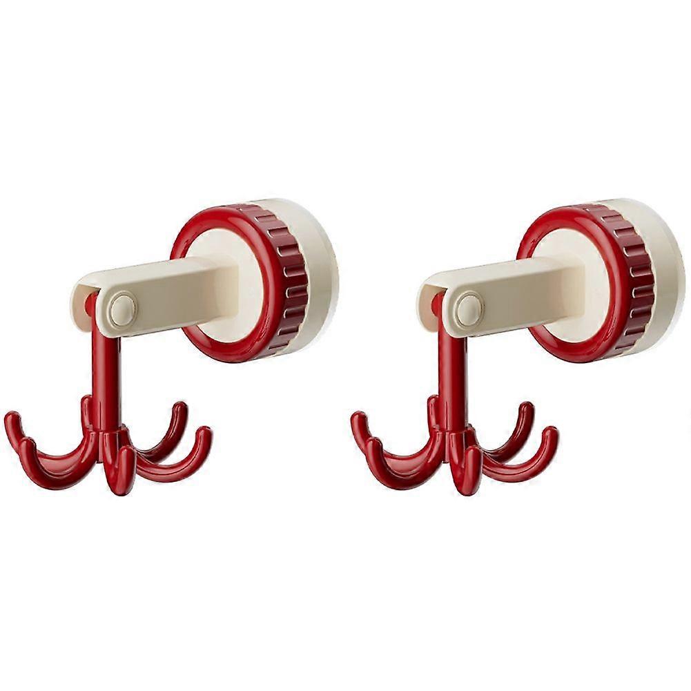 Six-Claw Hook Multi-Function Spatula Spoon Kitchenware Storage Rack Retro Suction Cup Seamless Wall Hanging Red