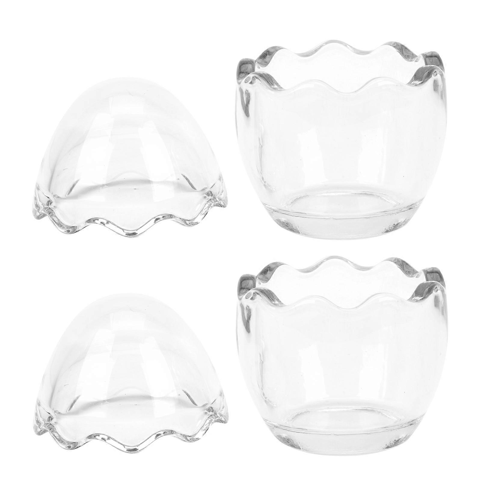 Transparent Glass Eggshell Pudding Cups for Kitchen Use 2Pcs Set
