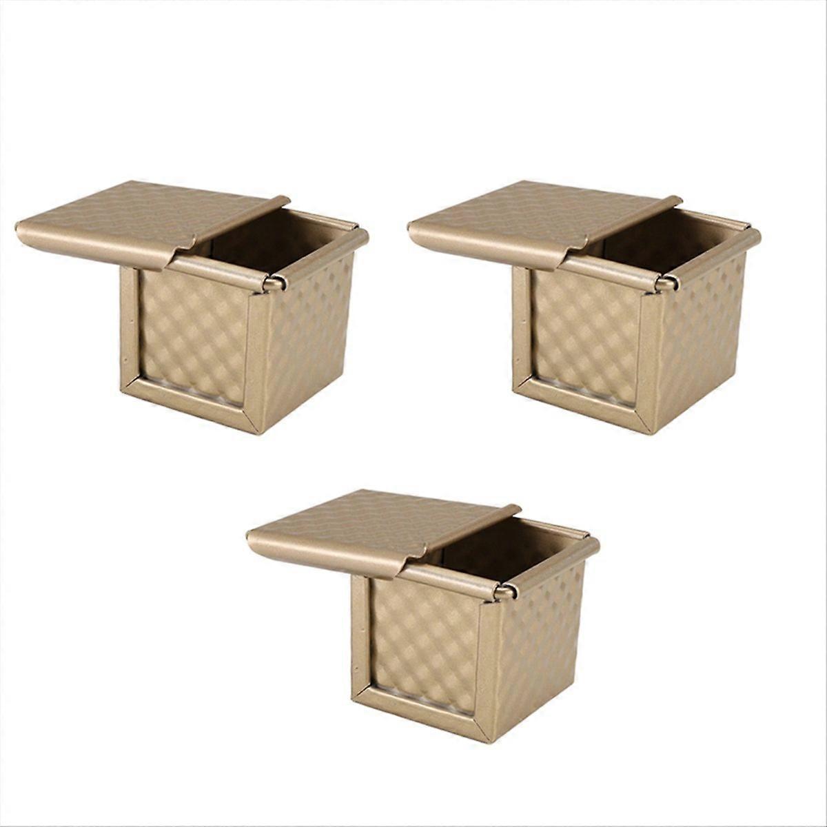 3Pcs Square Loaf Pan with Lid Toast Mold Bread Pan Pullman Loaf Pan