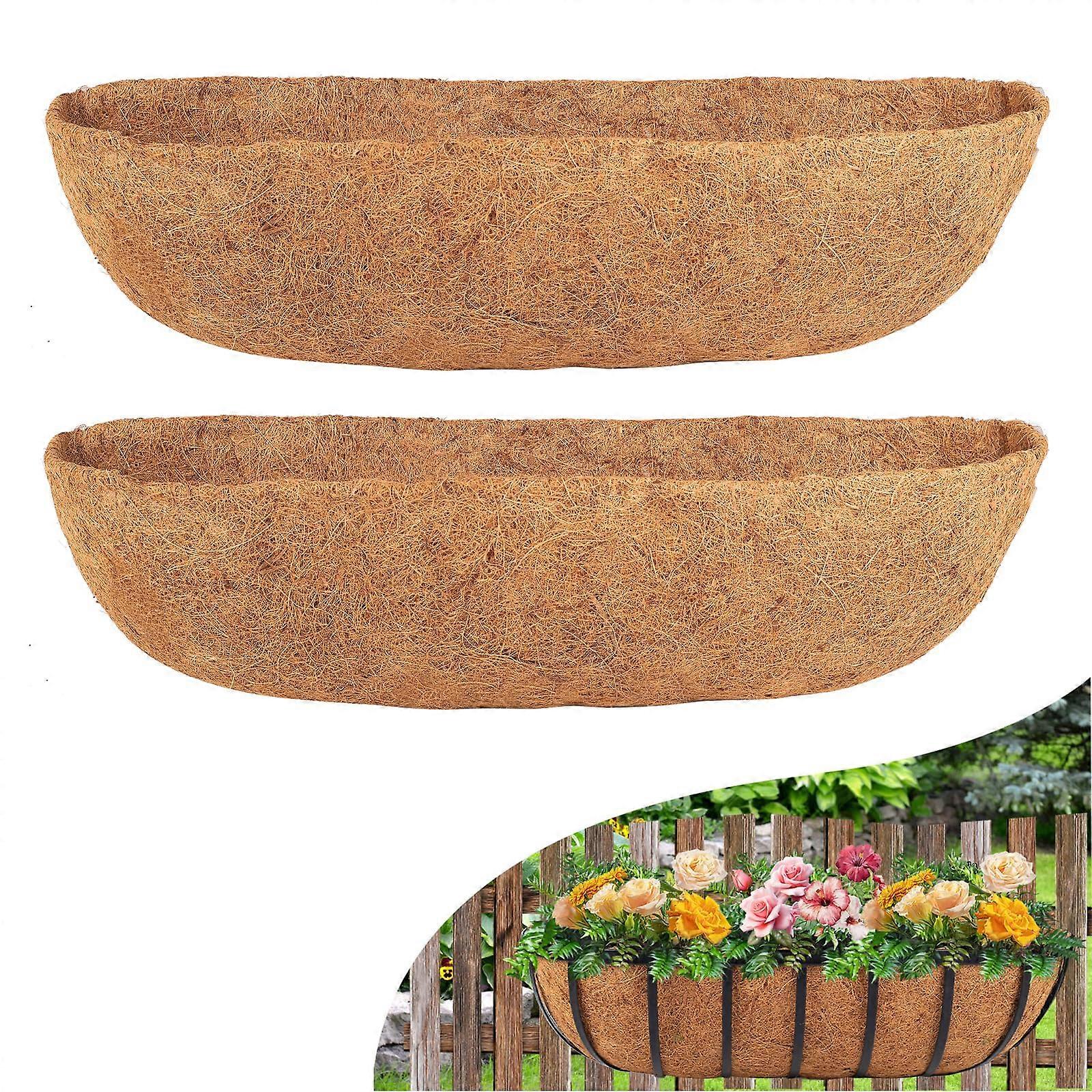 Coco Liners for Planters, 36 Inch Trough Window Box Coco Liners, 2Pack Natural Coconut Coir