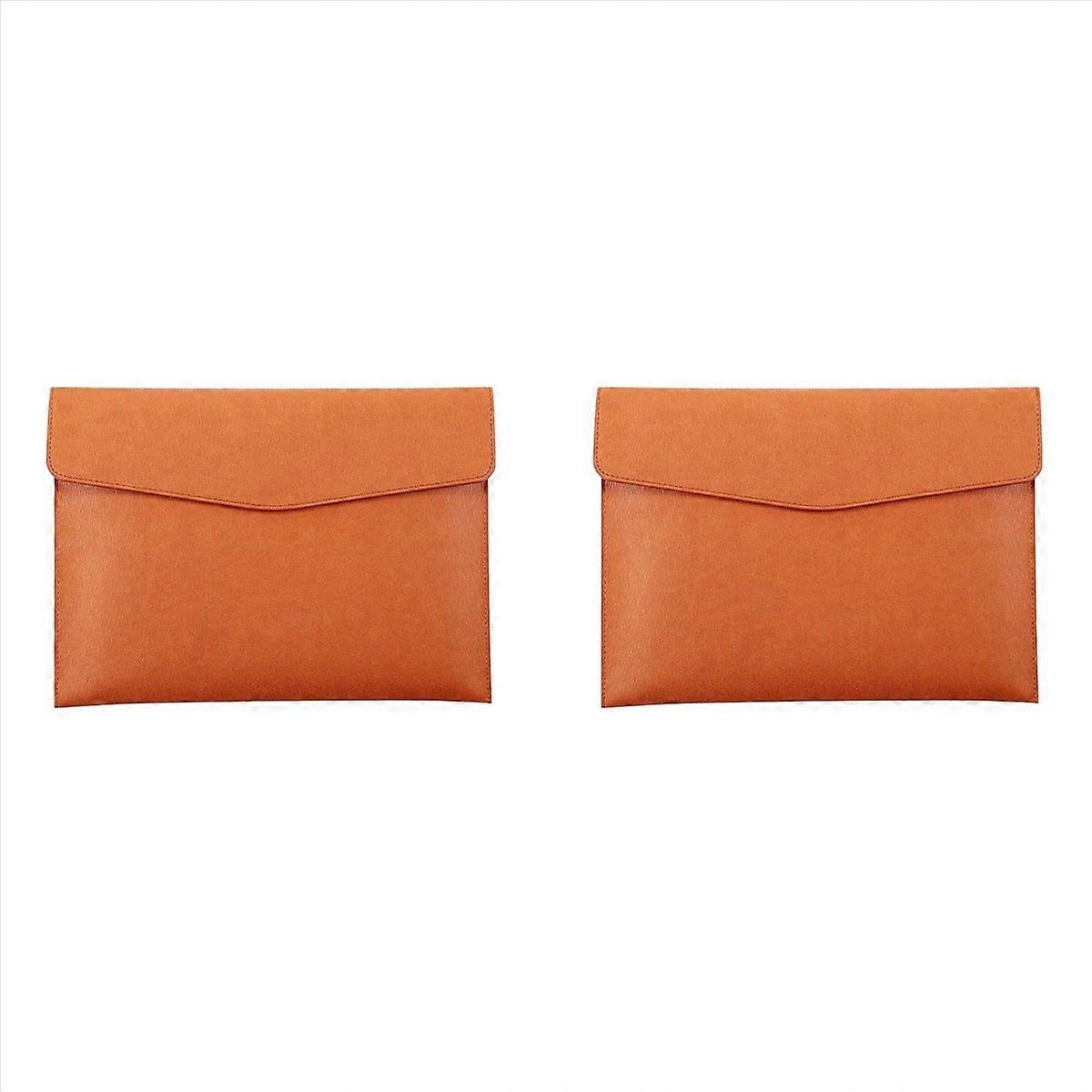 PU Leather A4 File Folder Document Holder Waterproof (Brown)