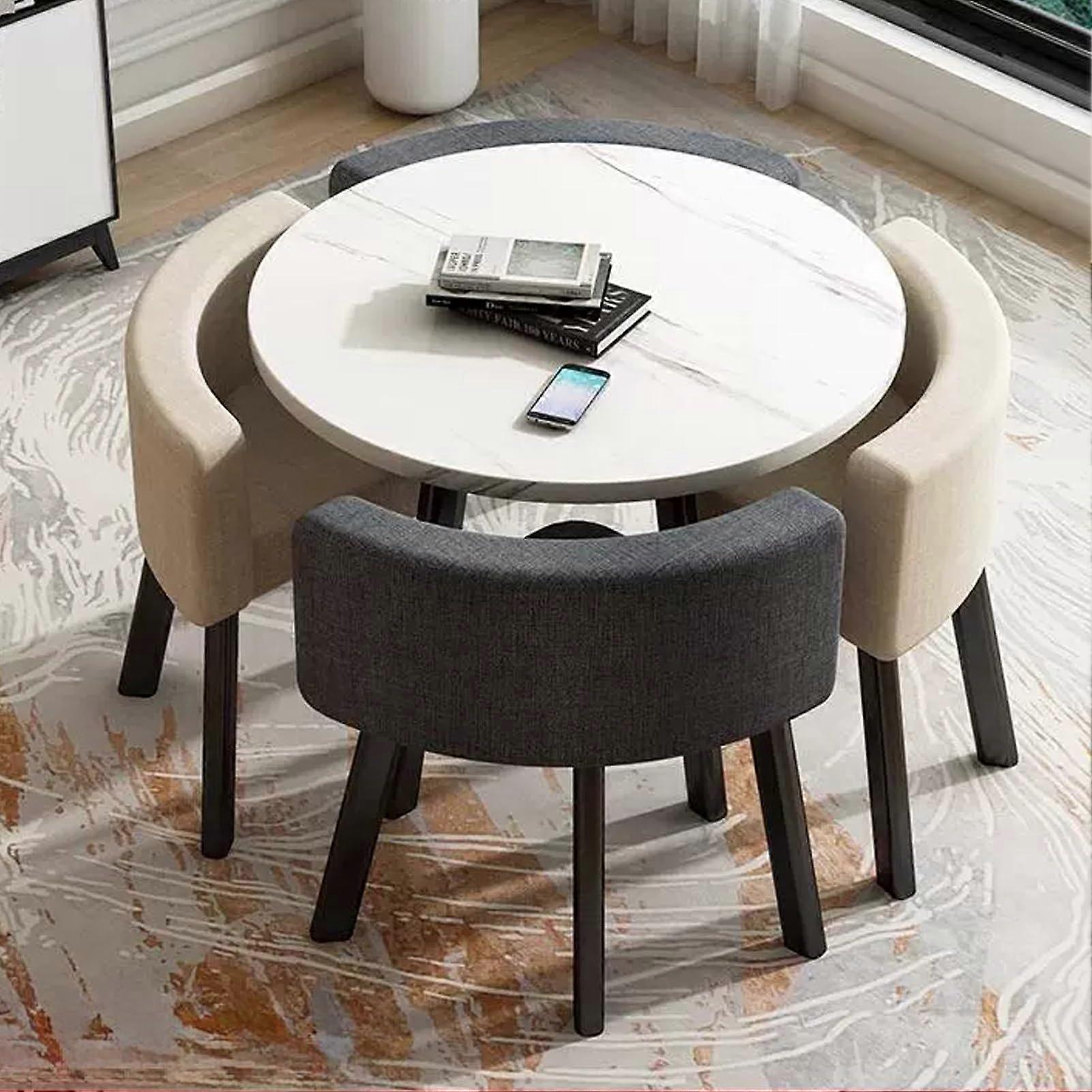 Conference Table and Chairs Set for 4, SpaceSaving Round Dining Table for Office or Reception