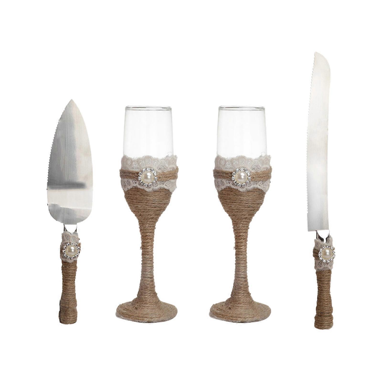 Bruidstaartmes/schep, set van vier