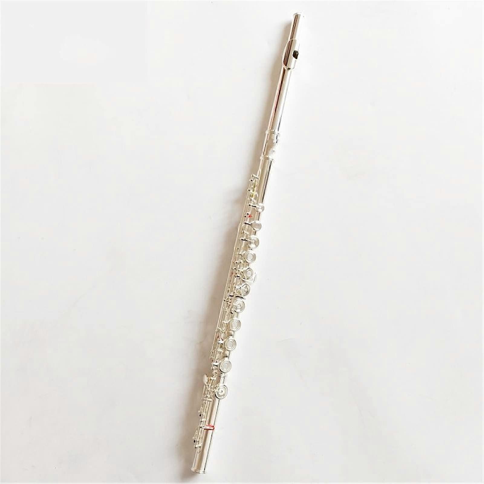 Intermediate Silver Plated Flute 16 Hole Cupronickel Opening C Key with Case for Students