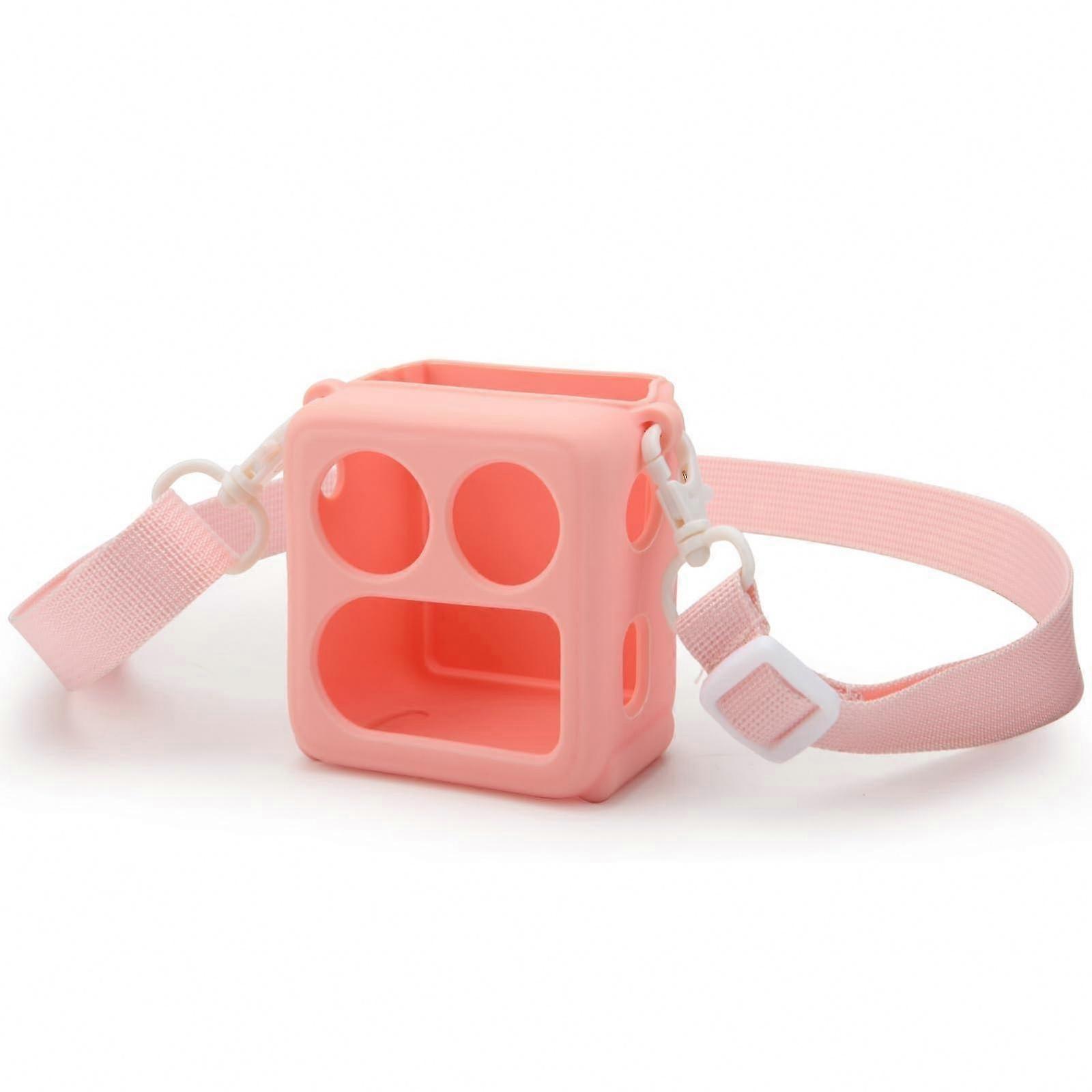Silicone Protective Case with Shoulder Strap for Card Reader, Pink, Includes Leather Cover