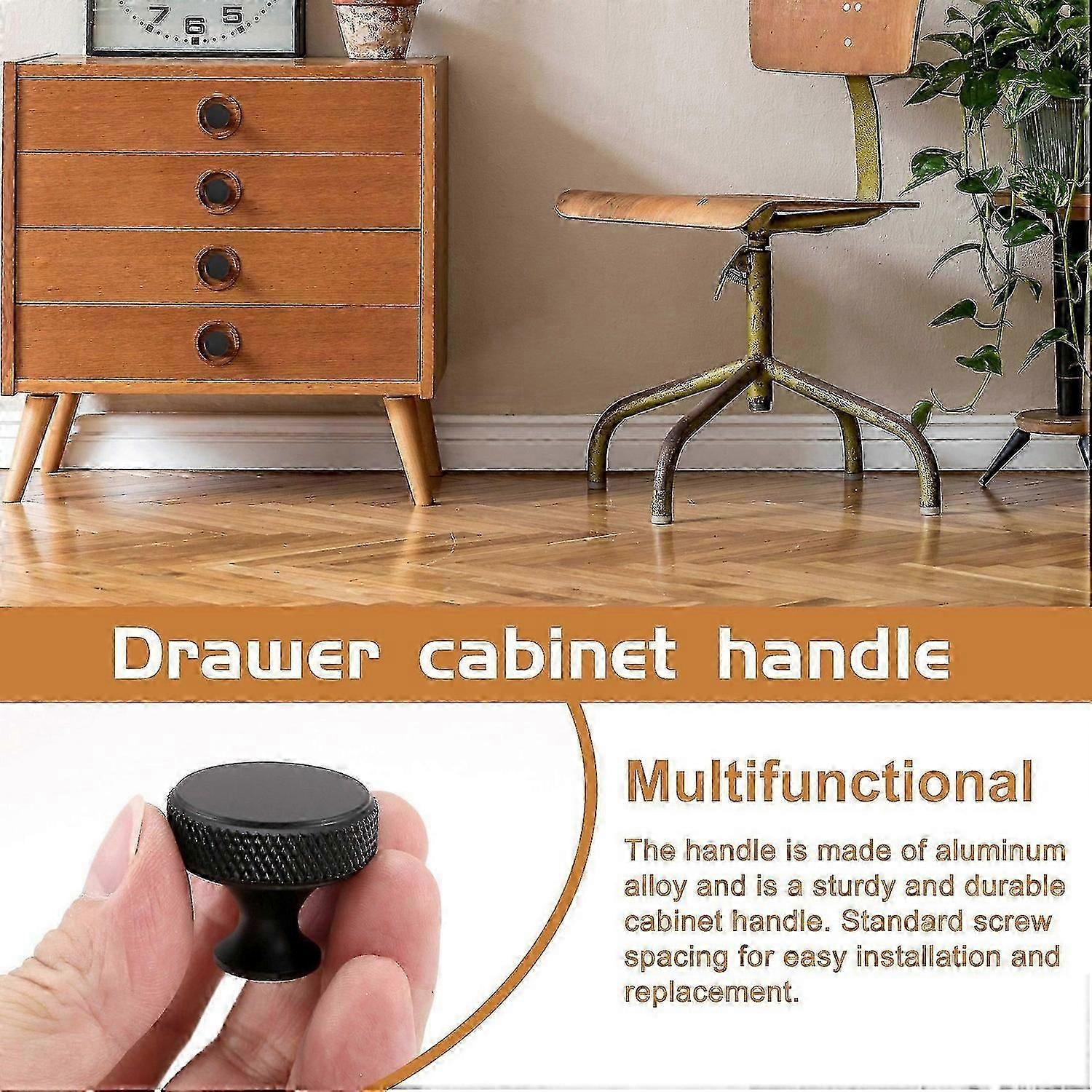 Knurled Dresser Knobs Cabinet Hardware Aluminum Knobs Black