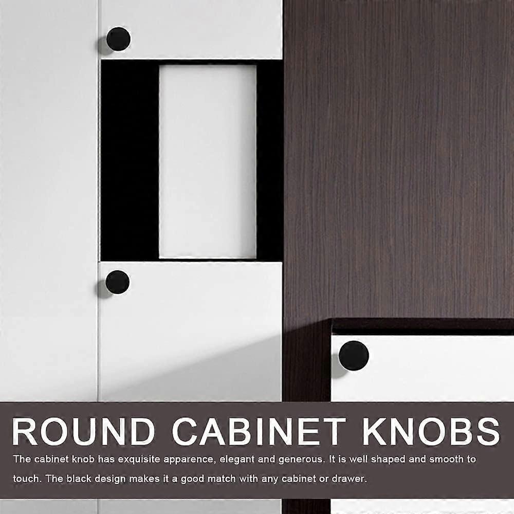 Kitchen Cabinet Knobs - 4 Pcs, 30mm Round Matte Black Drawer Knobs with Screws