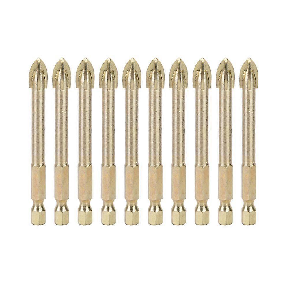 Triangular Twisted Drill Bits Carbide Hex Shank Cross Drill Bit for Ceramic Tiles (8mm 10pcs)