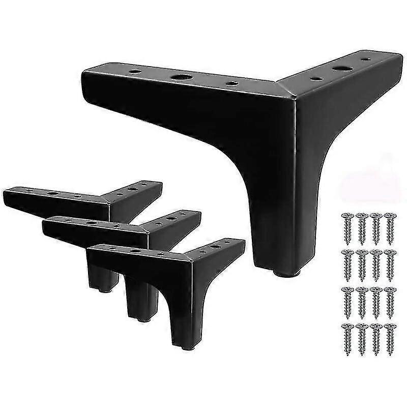 Conjunto de 4 pernas pretas da cama triangular do triângulo da cama (10cm)